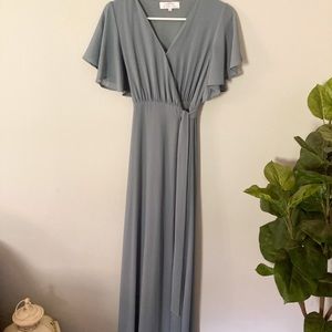 Dusty blue maxi wrap dress